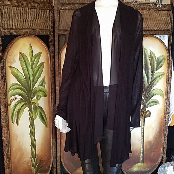 Simply Vera Vera Wang Sweaters - Simply Vera Chiffon lined asymmetrical cardigan